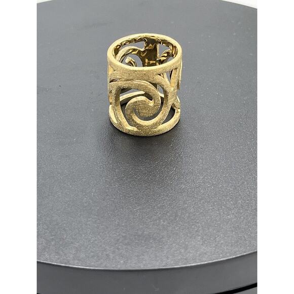 Andara Wide Band Brushed Textured Gold Tone Wide Cigar Band Ring Sz 6-6.5 - Picture 13 of 15